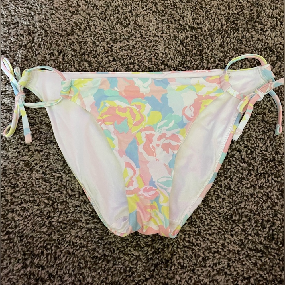 Floral tie bikini bottom
